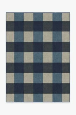 Hot Sale ⌛ Ruggable Buffalo Plaid Blue & Ivory Rug ✔️
