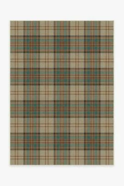 New 👏 Ruggable 👗 Dress Stewart Tartan Khaki Rug 🛒