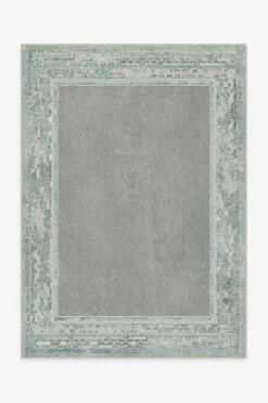 Buy 👏 Ruggable Lunja Border Teal Blue Rug 🎉