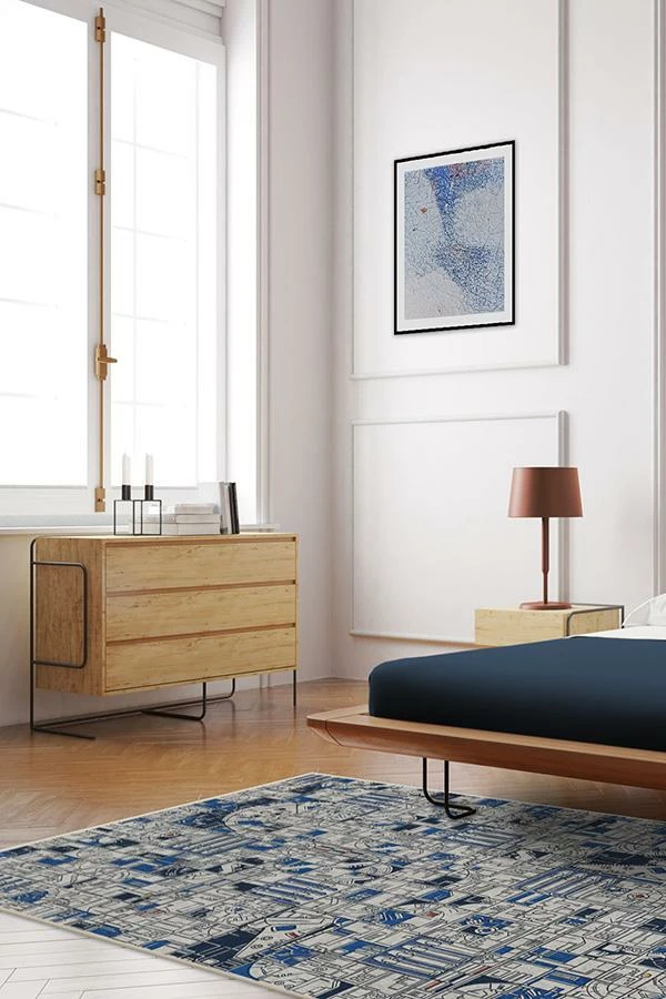 New β Ruggable Smugglers Geo R2D2 Blue Rug π - Image 4