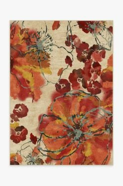Best deal 𧨠Ruggable Watercolor Floral Coral Rug π