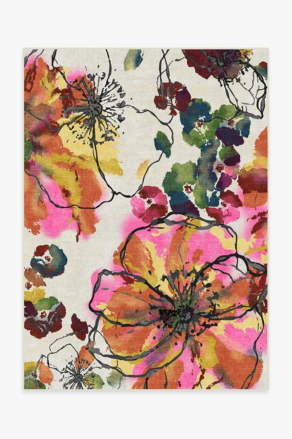 Outlet ✔️ Ruggable Watercolor Floral Multicolor Rug ❤️