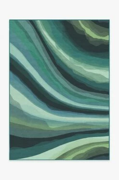 Budget ⌛ Ruggable Watercolor Waves Citrus Green Rug 😀