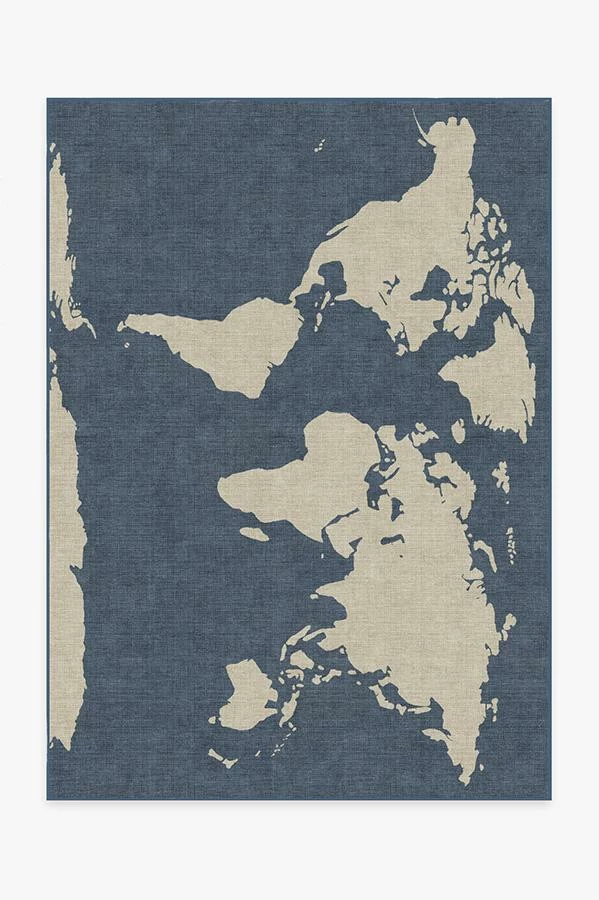 Cheap β€οΈ Ruggable World Map Blue Rug π